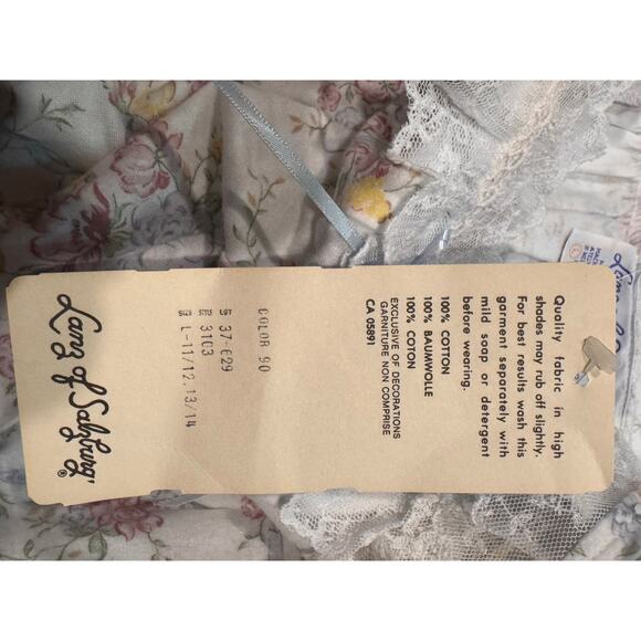 NWT vintage Lanz of Salzburg 100% cotton floral lace trim nightgown, USA large - Picture 16 of 16